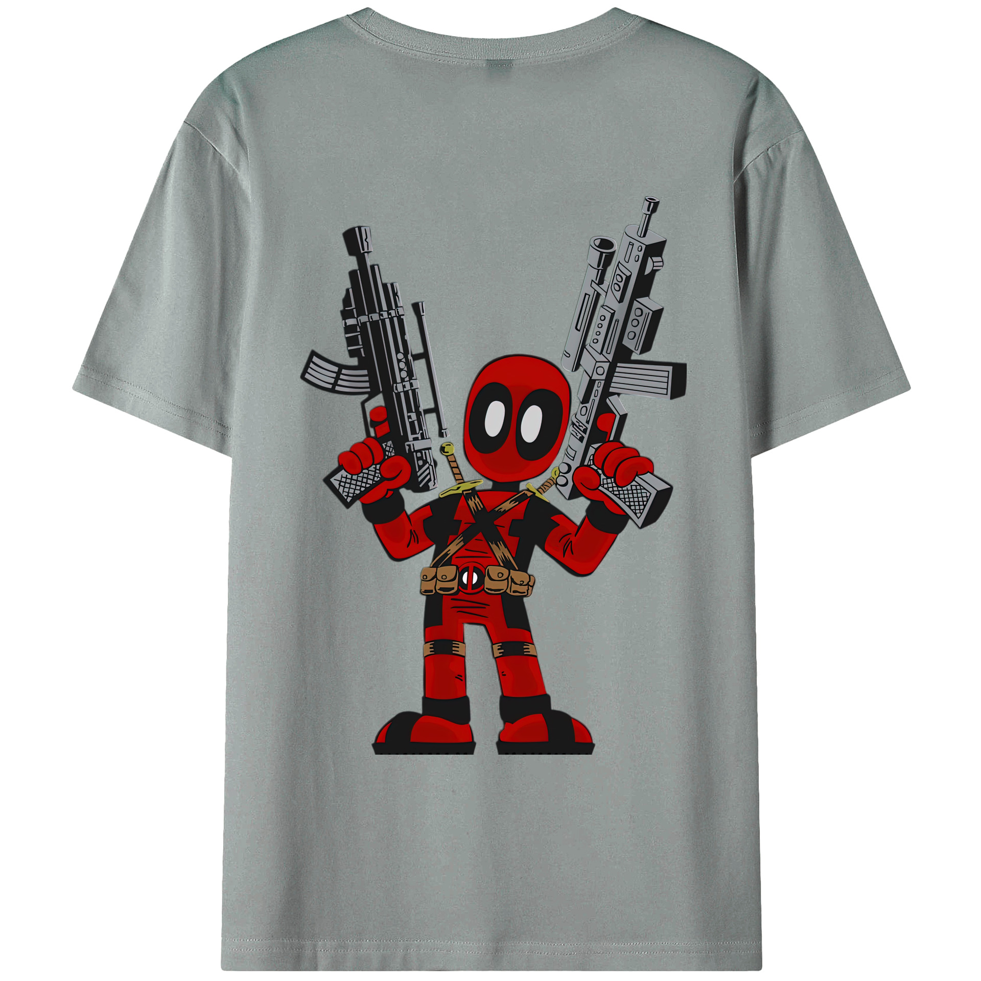 （画像用） Deadpool デッドプール 綿100％ メンズ半袖Tシャツ（バックプリント） 通気性
